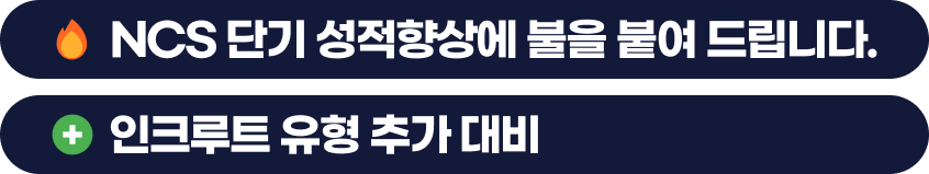 NCS 단기 성적향상에 불을 붙여 드립니다. 인쿠르트 유형 추가 대비